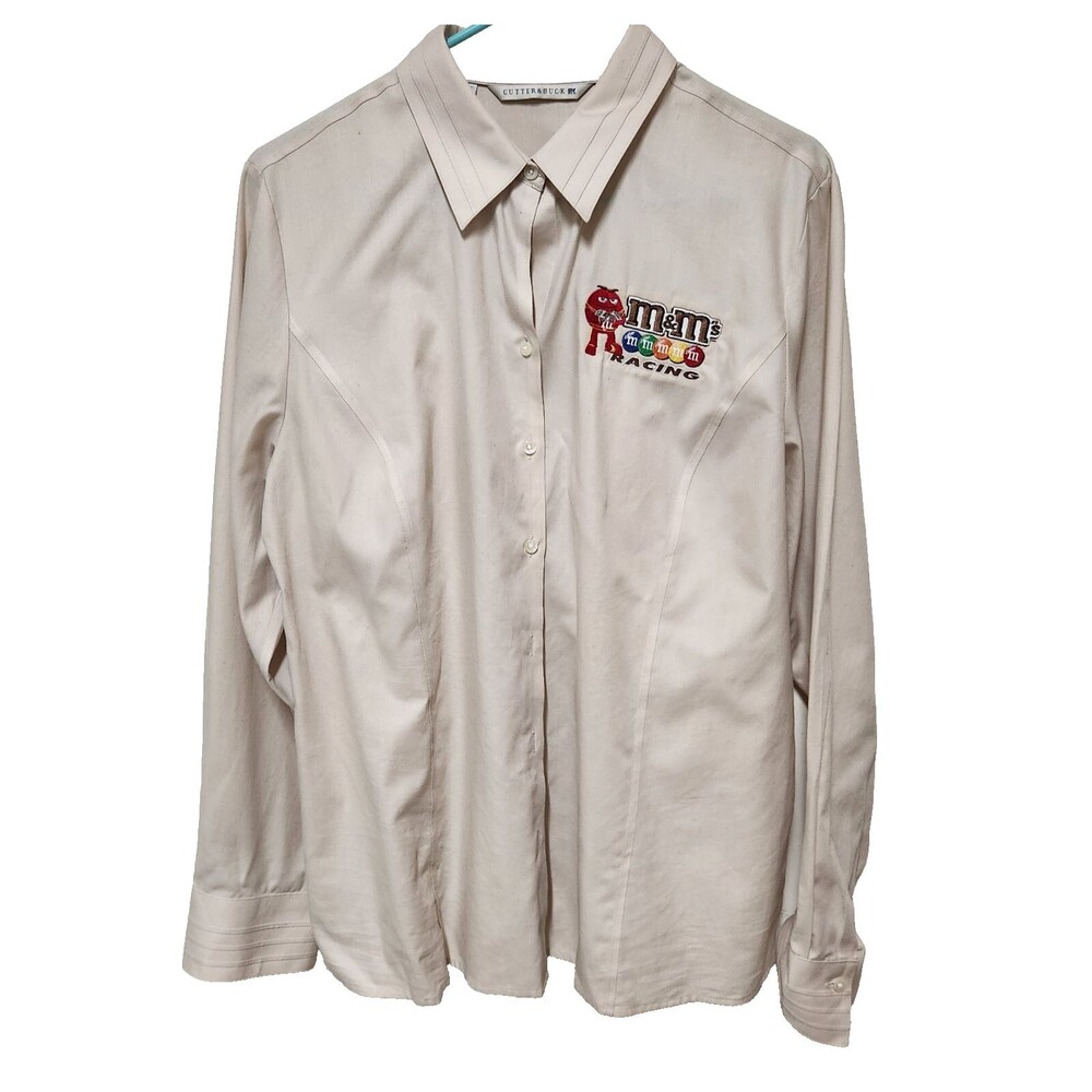 Cutter & Buck Womens Long sleeve Button down Shirt M&M's Racing XL Tan Logo
